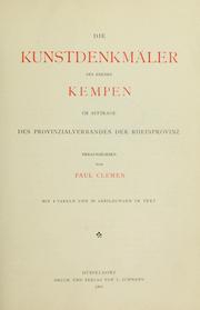 Die Kunstdenkmäler des Kreises Kempen by Paul Clemen