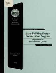 Cover of: State Building Energy Conservation Program, Department of Environmental Quality: performance audit