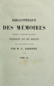 Cover of: Mémoires de Weber, frère de lait de Marie-Antoinette, reine de France