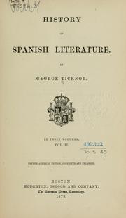 Cover of: History of Spanish literature.