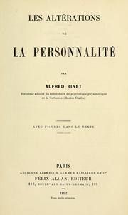 Cover of: Les altérations de la personnalité by Alfred Binet