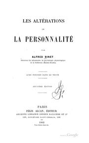 Cover of: Les altérations de la personnalité by Alfred Binet