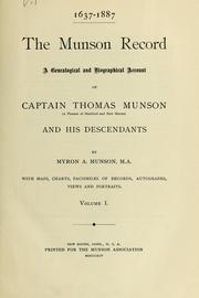 Cover of: 1637-1887, the Munson record by Myron A. Munson