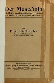 Cover of: Der Musta'min by Julius Hatschek