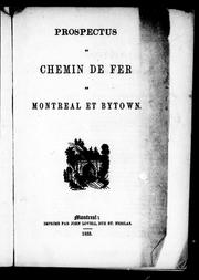 Cover of Prospectus du chemin de fer de Montréal et Bytown by montreal and bytown railroad company