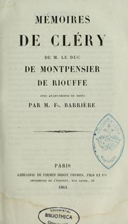 Cover of: Mémoires de Cléry by Jean-Baptiste Cant Hanet Cléry