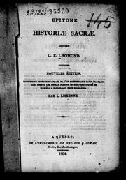 Cover of: Epitome historiæ sacræ by C. F. Lhomond