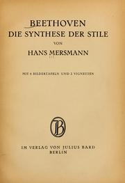 Cover of: Beethoven, die Synthese der Stile