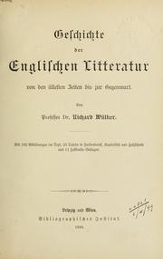 Cover of: Geschichte der englischen litteratur von den ältesten zeiten bis zur gegenwart.