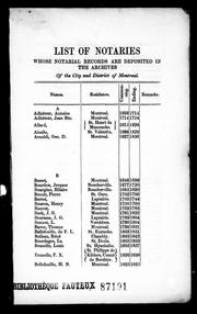 List of notaries whose notarial records are deposited in the archives of the city and district of Montreal