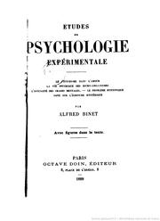 Cover of: Études de psychologie expérimentale by Alfred Binet