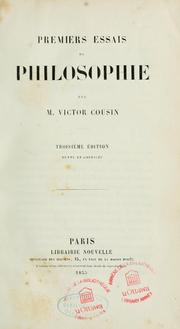 Cover of: Premiers essais de philosophie