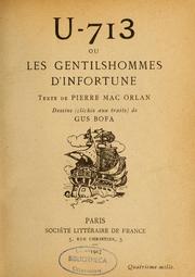 Cover of: U-713, ou, Les gentilshommes d'infortune by Pierre MacOrlan