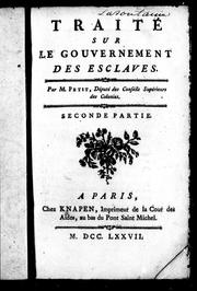 Cover of: Traité sur le gouvernement des esclaves