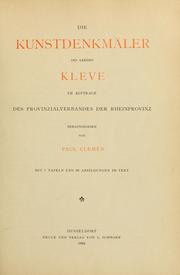 Cover of: Die Kunstdenkmäler des Kreises Kleve by Paul Clemen