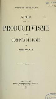 Cover of: Notes sur le productivisme et le comptabilisme