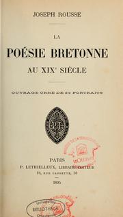 Cover of: La poésie bretonne au XIXe siècle by Joseph Rousse