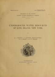 Cover of: Underground water resources of Long Island, New York by A. C. Veatch