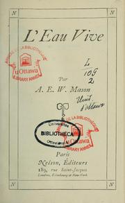 Cover of: L'eau vive by A. E. W. Mason