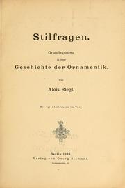 Cover of: Stilfragen by Alois Riegl