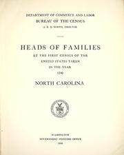 Cover of: Heads of families at the first census of the United States taken in the year 1790: North Carolina