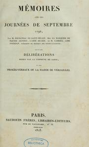 Cover of: Mémoires sur les journées de septembre 1792