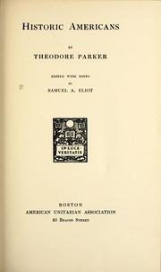 Cover of: Historic Americans by Theodore Parker