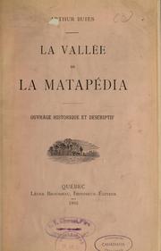 La vallée de la Matapédia by Arthur Buies