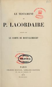 Cover of: Le Testament du P. Lacordaire