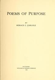 Cover of: Poems of purpose