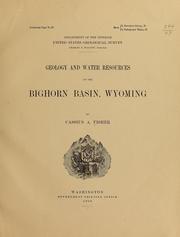 Cover of: Geology and water resources of the Bighorn Basin, Wyoming