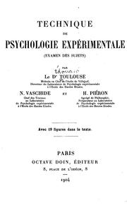 Cover of: Technique de psychologie expérimentale: (Examen des sujets)