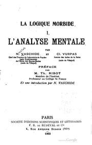 Cover of: La logique morbide: I. L'Analyse mentale