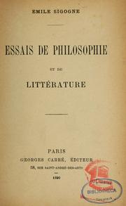 Cover of: Essais de philosophie et de littérature by Emile Sigogne