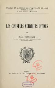 Cover of: Les clausules métriques latines