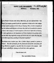 Cover of: [Circular]: by the printed circular of the 14th of March last, you were informed that the privilege of pre-emption granted by the late regulations to lessees and thei r assigns ..