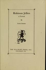 Cover of: Robinson Jeffers: a portrait