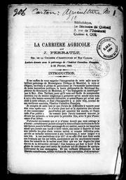 Cover of: La carrière agricole