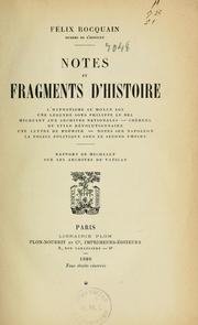 Cover of: Notes et fragments d'histoire
