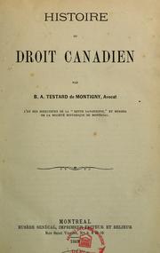 Cover of: Histoire du droit canadien