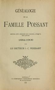 Cover of: Généalogie de la famille Poissant by J.-C Poissant, J.-C Poissant