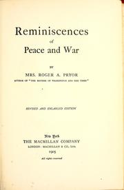 Cover of: Reminiscences of peace and war