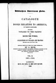 Cover of: A catalogue of books relating to America, in various languages by O. Rich