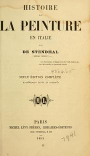 Cover of: Histoire de la peinture en Italie by Stendhal