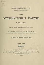 Cover of: The Oxyrhynchus Papyri: with six plates