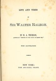 Cover of: Life and times of Sir Walter Ralegh | delete duplicate