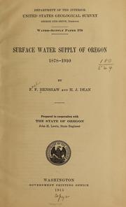 Cover of: Surface water supply of Oregon, 1878-1910