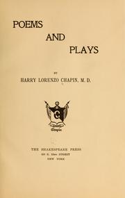 Cover of: Poems and plays