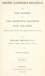 Cover of: Origines Kalendariae Hellenicae by by Edward Greswell, ...