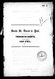 Cover of: Société St. Vincent de Paul, triduum de charité: coup-d'oeil